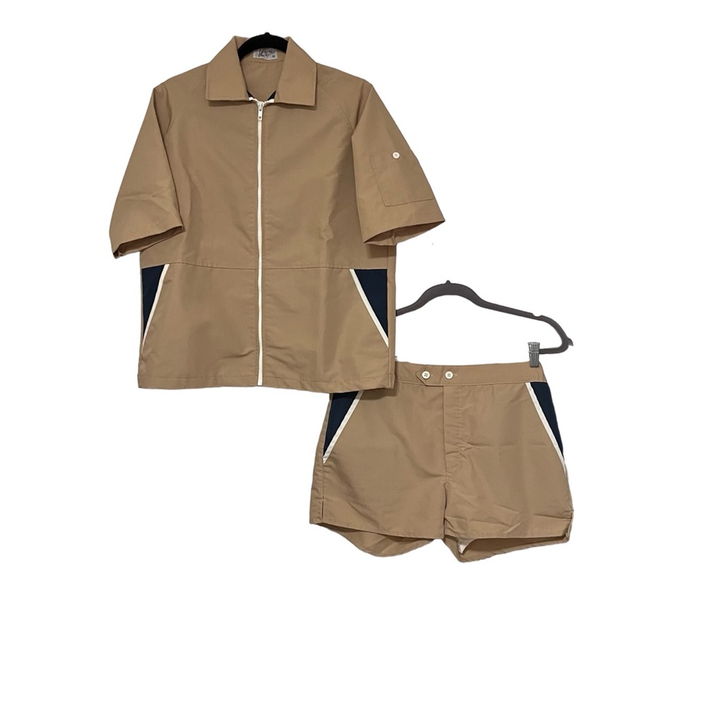 John Weitz VINTAGE Men's Set! Swim trunks 36 Zippered shirt Size M